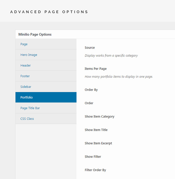 Advanced page options